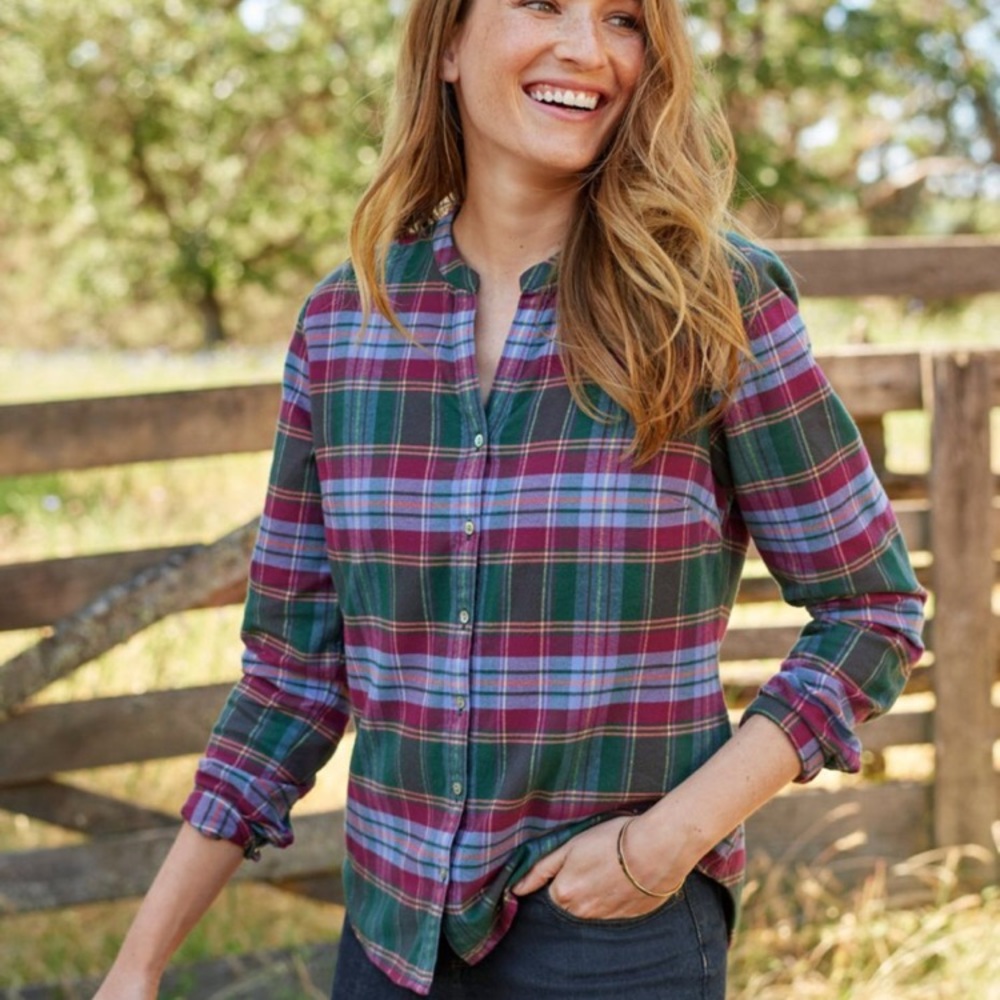 L.L Bean “Split Neck Flannel Shirt: Mulberry”
